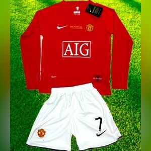 YOUTH Ronaldo Nike Retro Long Sleeve (Jersey + Shorts) Kids Kit (MEDIUM) (26)